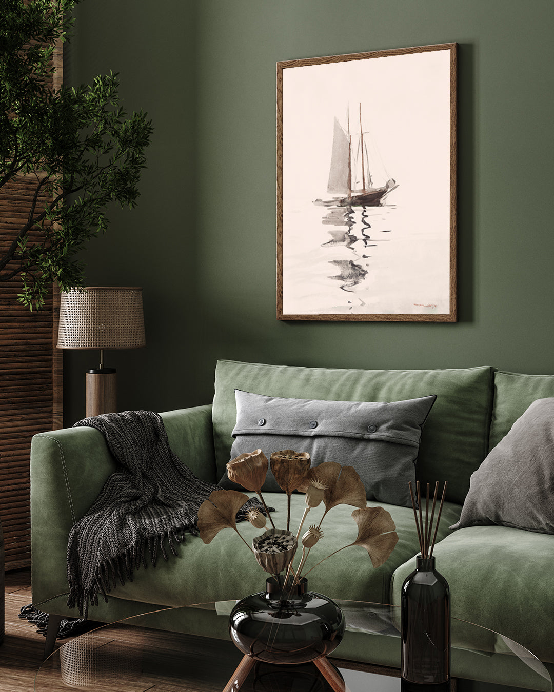 Sailboat Vintage Painting 3 : 4 Vertical New Premium Wall Art Canvas by MeriDeewar