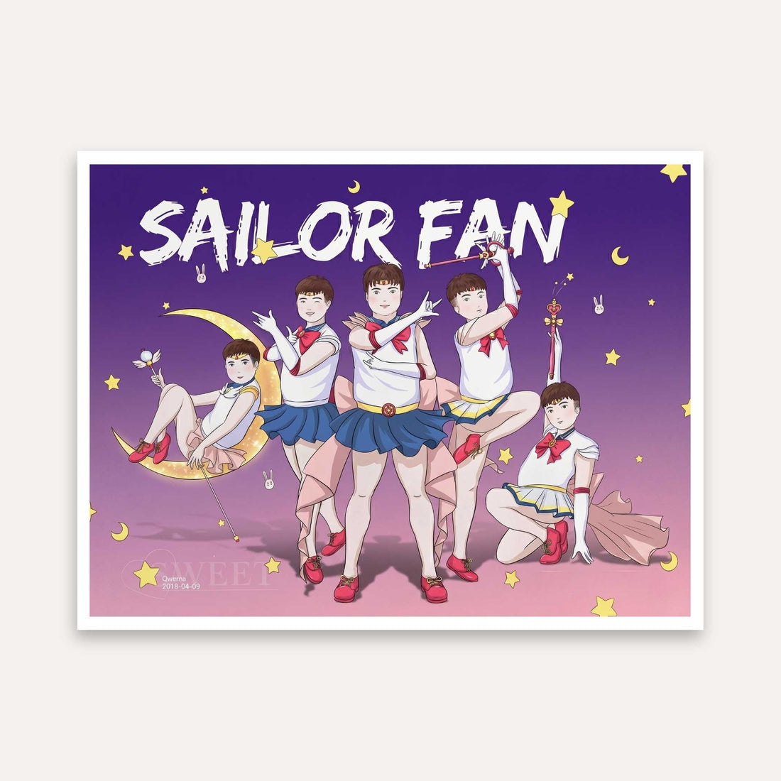 Sailor Moon Fan Art Poster | Anime Wall Painting for Bedroom | Quirky Pop Art Print 4 :5 Vertical Premium Wall Art Canvas by MeriDeewar