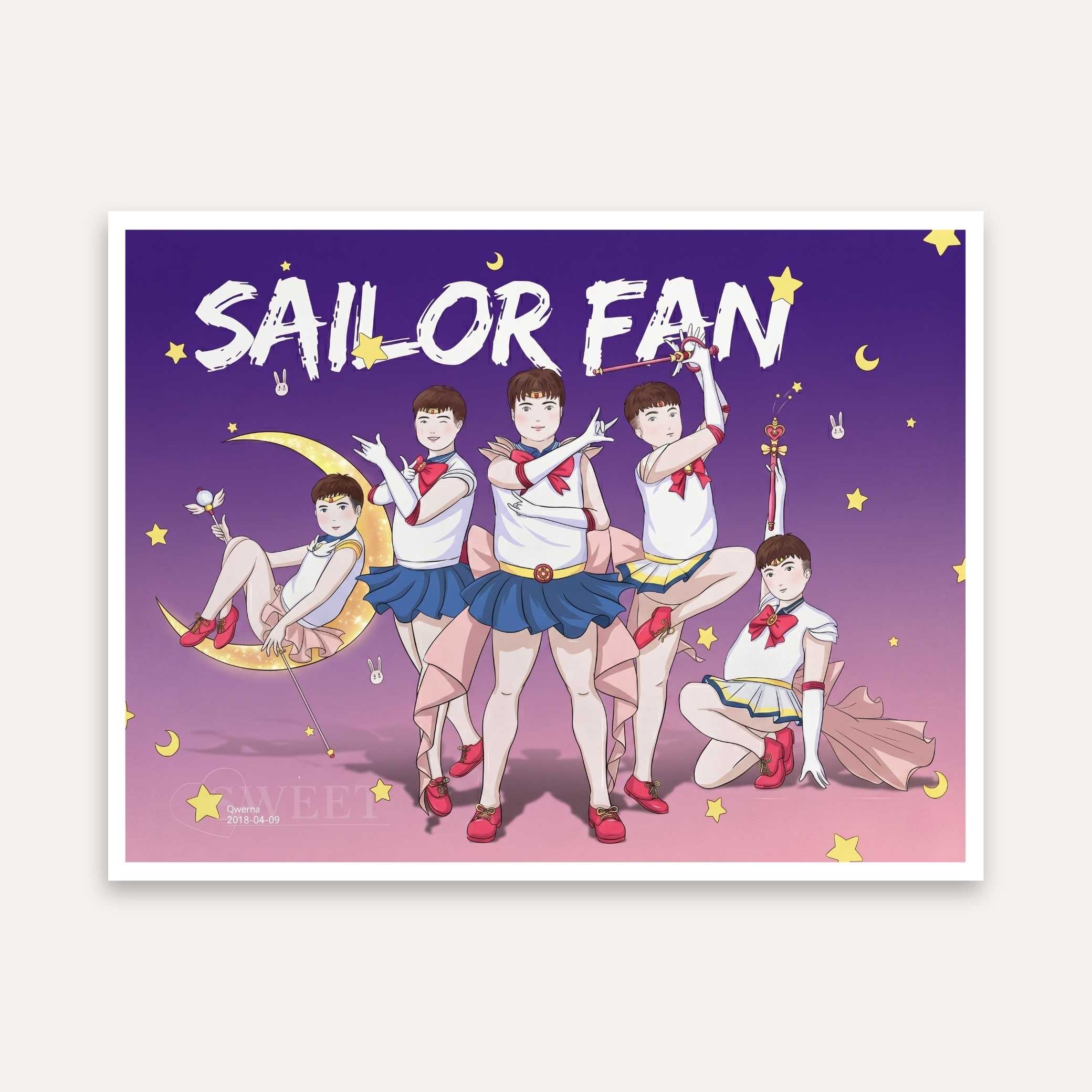 Sailor Moon Fan Art Poster | Anime Wall Painting for Bedroom | Quirky Pop Art Print 4 :5 Vertical Premium Wall Art Canvas by MeriDeewar
