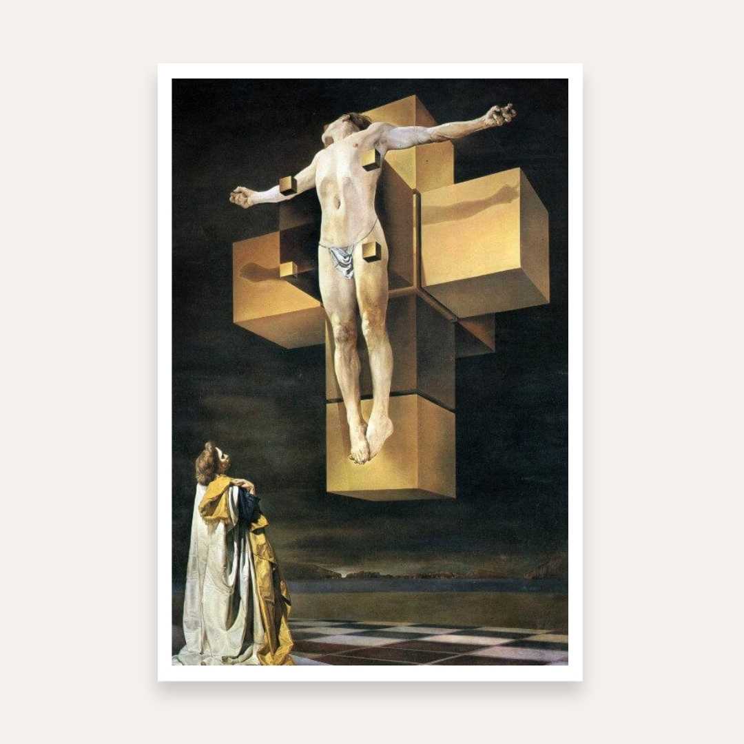 Salvador Dali Corpus Hypercubus Spiritual Painting for Living Room | Surrealist Wall Art 2 : 3 Vertical Premium Wall Art Canvas by MeriDeewar