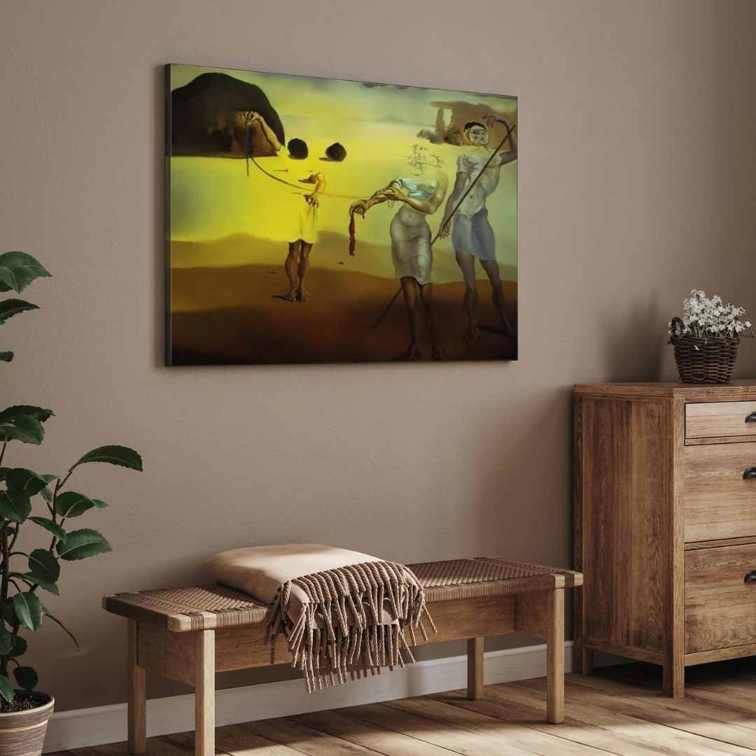 Salvador Dali Surrealist Painting for Living Room | Three Fluid Graces Wall Art Print 4 : 3 Horizontal Premium Wall Art Canvas by MeriDeewar