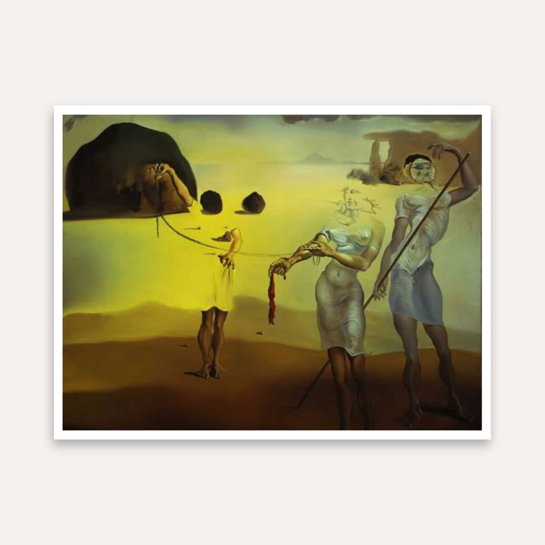 Salvador Dali Surrealist Painting for Living Room | Three Fluid Graces Wall Art Print 4 : 3 Horizontal Premium Wall Art Canvas by MeriDeewar