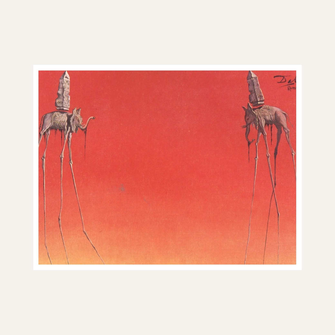 Salvador Dali The Elephants Surreal Wall Painting for Living Room | Giclée Art Print 6 : 5 Horizontal Premium Wall Art Canvas by MeriDeewar