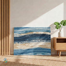 Samudra Wave | Coastal Indigo & Sand Abstract Wall Art 4 : 3 Horizontal Premium Wall Art Canvas by MeriDeewar