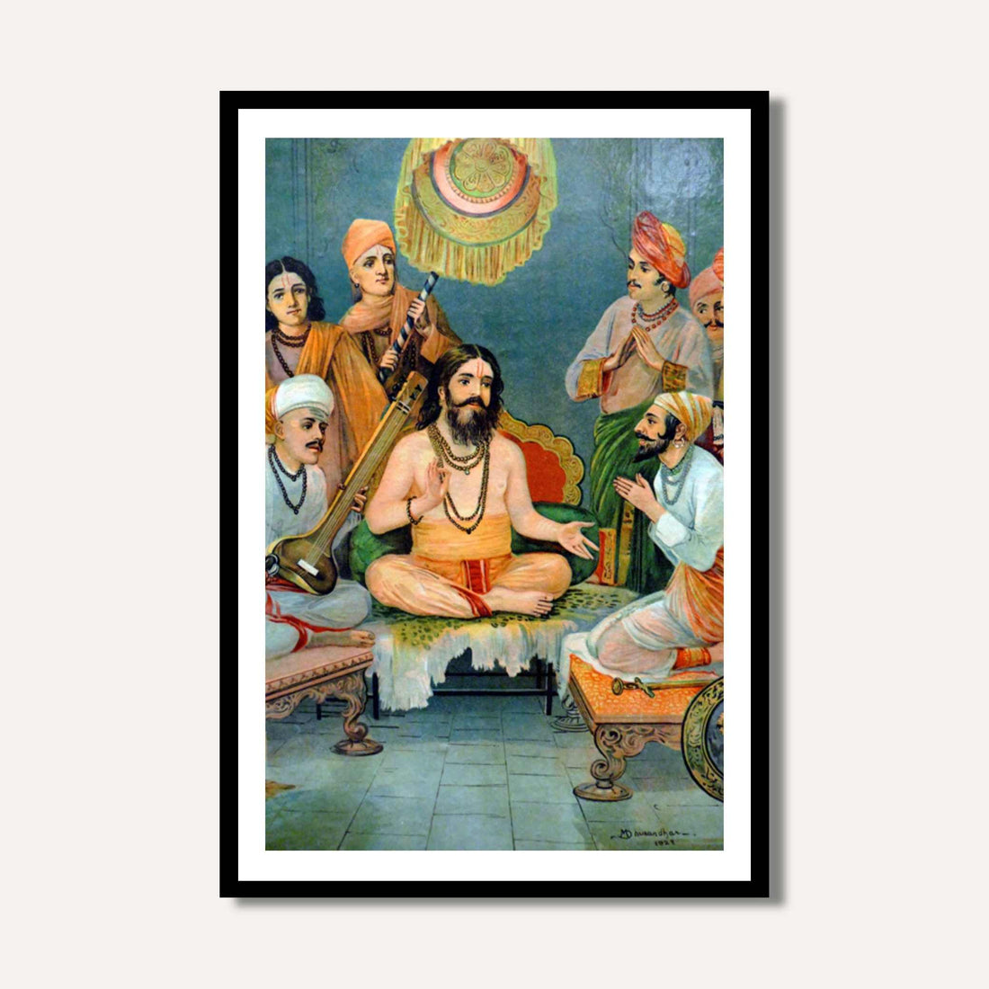 Sant Ramdas Tukaram Shivaji Maharaj Painting for Living Room | Maratha Heritage Spiritual Wall Art 2 : 3 Vertical Premium Wall Art Canvas by MeriDeewar