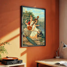 Saraswati Painting by Raja Ravi Varma – Spiritual Wall Art for Pooja Room & Living Room 2 : 3 Vertical Premium Wall Art Canvas by MeriDeewar