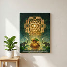 Sarvamangala | Sacred Durga Yantra, Purna Kalash & Shloka Vertical Canvas Art Curate Premium Wall Art Canvas by MeriDeewar