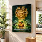 Sarvamangala | Sacred Durga Yantra, Purna Kalash & Shloka Vertical Canvas Art Curate Premium Wall Art Canvas by MeriDeewar