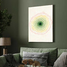 Scandinavian Minimalist Concentric Green & Blush Pink Geode Painting | Vertical Modern Boho White Framed Wall Art 3 : 4 Vertical Premium Wall Art Canvas by MeriDeewar