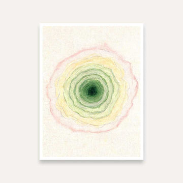 Scandinavian Minimalist Concentric Green & Blush Pink Geode Painting | Vertical Modern Boho White Framed Wall Art 3 : 4 Vertical Premium Wall Art Canvas by MeriDeewar