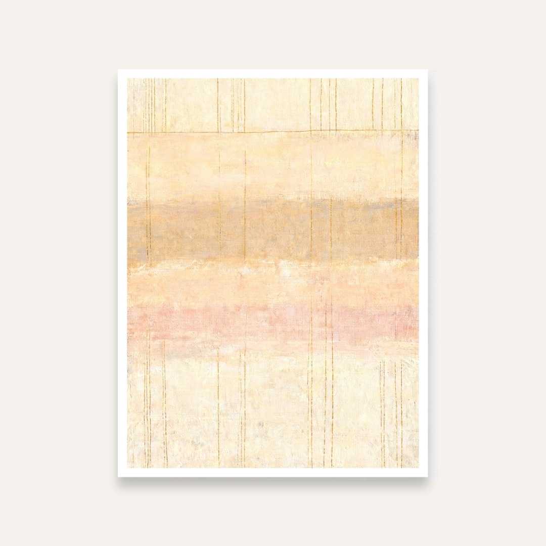 Scandinavian Minimalist Cream & Pastel Blush Grid Abstract Painting | Vertical Modern Boho White Framed Wall Art 3 : 4 Vertical Premium Wall Art Canvas by MeriDeewar