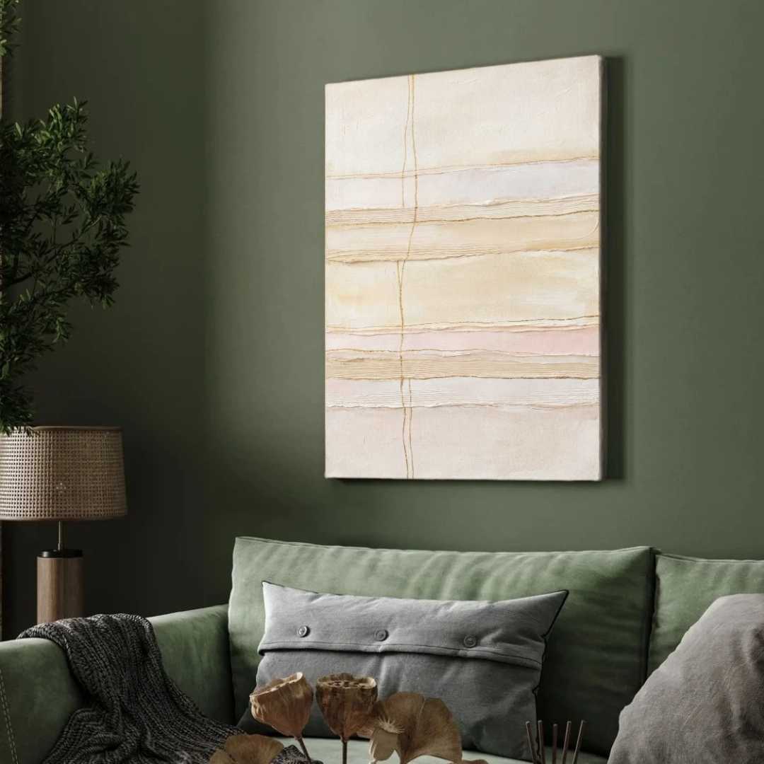 Scandinavian Minimalist Cream & Textured Abstract Painting | Vertical Modern Boho White Framed Wall Art 3 : 4 Vertical Premium Wall Art Canvas by MeriDeewar