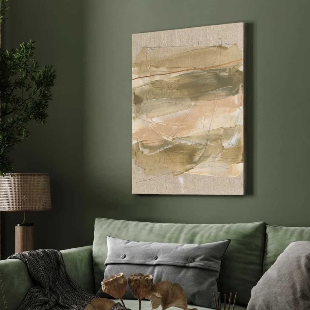 Scandinavian Minimalist Earth Tone Abstract Expressionism Painting | Vertical Modern Boho White Framed Wall Art 3 : 4 Vertical Premium Wall Art Canvas by MeriDeewar