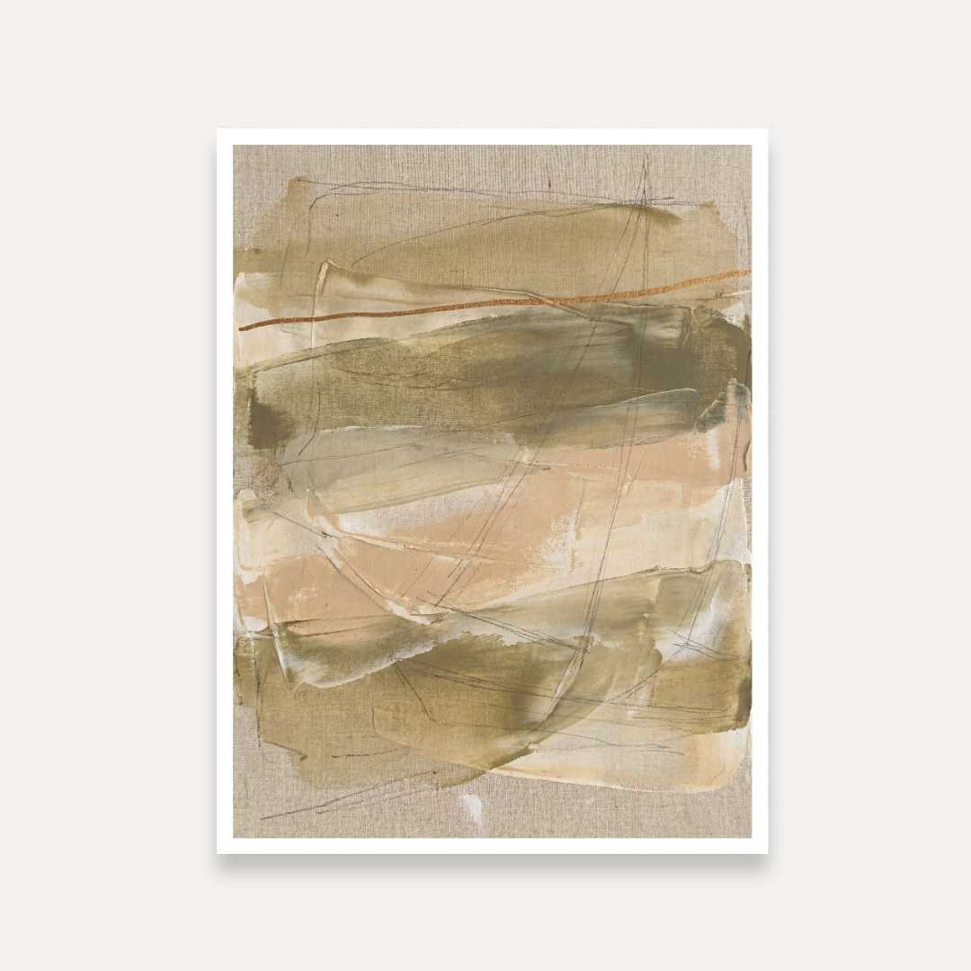 Scandinavian Minimalist Earth Tone Abstract Expressionism Painting | Vertical Modern Boho White Framed Wall Art 3 : 4 Vertical Premium Wall Art Canvas by MeriDeewar