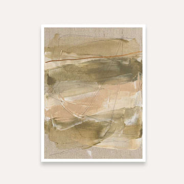 Scandinavian Minimalist Earth Tone Abstract Expressionism Painting | Vertical Modern Boho White Framed Wall Art 3 : 4 Vertical Premium Wall Art Canvas by MeriDeewar