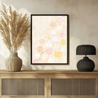 Scandinavian Minimalist Floating Pastel Shapes & Gold Leaf Painting | Vertical White Framed Wall Art 3 : 4 Vertical Premium Wall Art Canvas by MeriDeewar