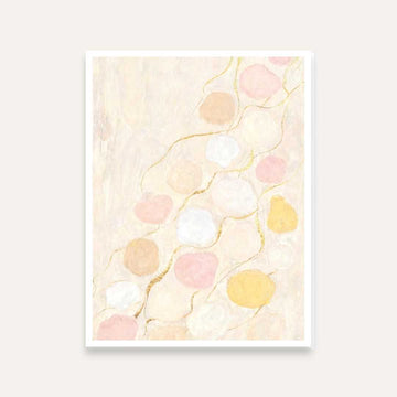 Scandinavian Minimalist Floating Pastel Shapes & Gold Leaf Painting | Vertical White Framed Wall Art 3 : 4 Vertical Premium Wall Art Canvas by MeriDeewar