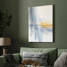 Scandinavian Minimalist Fluid Watercolor Slate Blue & Gold Abstract Painting | Vertical Modern Boho White Framed Wall Art 3 : 4 Vertical Premium Wall Art Canvas by MeriDeewar