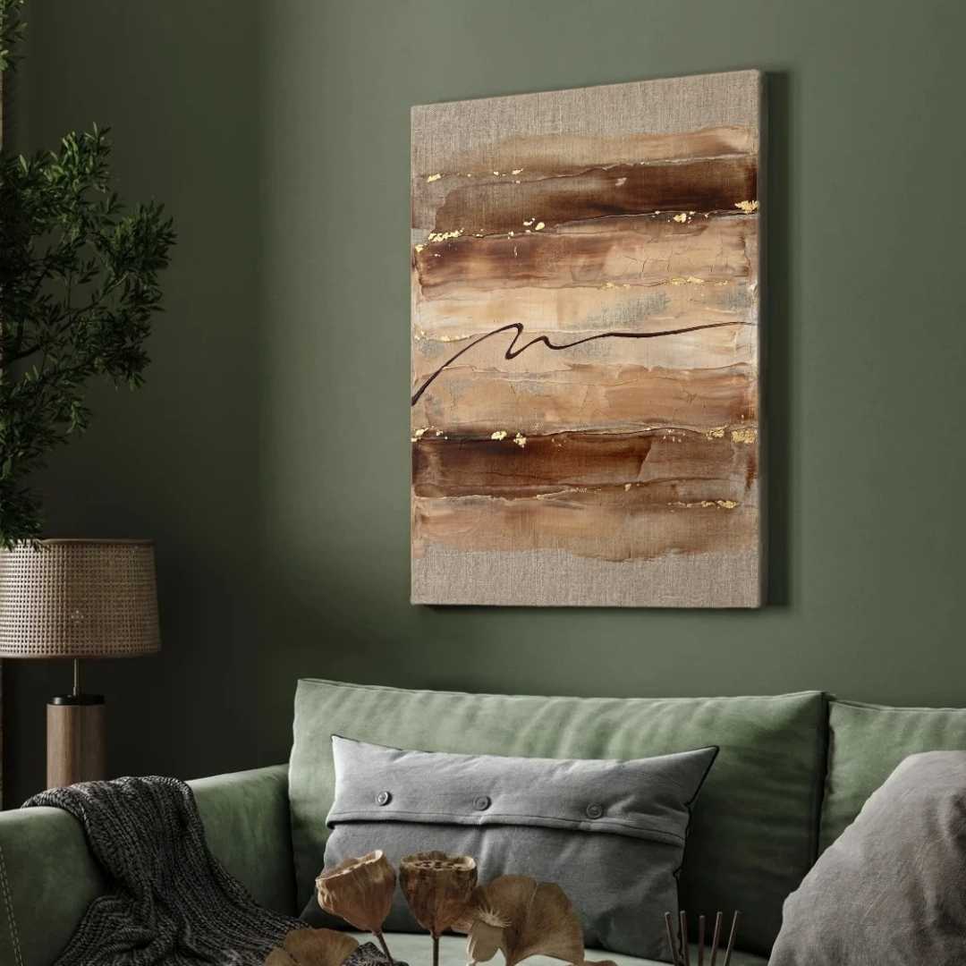 Scandinavian Minimalist Layered Earth Tone Abstract Painting | Vertical Modern Boho White Framed Wall Art 3 : 4 Vertical Premium Wall Art Canvas by MeriDeewar