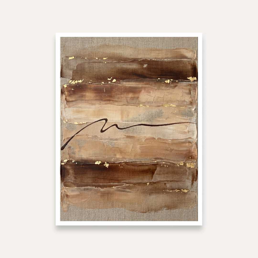 Scandinavian Minimalist Layered Earth Tone Abstract Painting | Vertical Modern Boho White Framed Wall Art 3 : 4 Vertical Premium Wall Art Canvas by MeriDeewar