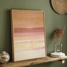 Scandinavian Minimalist Layered Sunset Peach & Pastel Pink Abstract Landscape Painting | Vertical Modern Boho White Framed Wall Art 3 : 4 Vertical Premium Wall Art Canvas by MeriDeewar