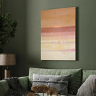 Scandinavian Minimalist Layered Sunset Peach & Pastel Pink Abstract Landscape Painting | Vertical Modern Boho White Framed Wall Art 3 : 4 Vertical Premium Wall Art Canvas by MeriDeewar