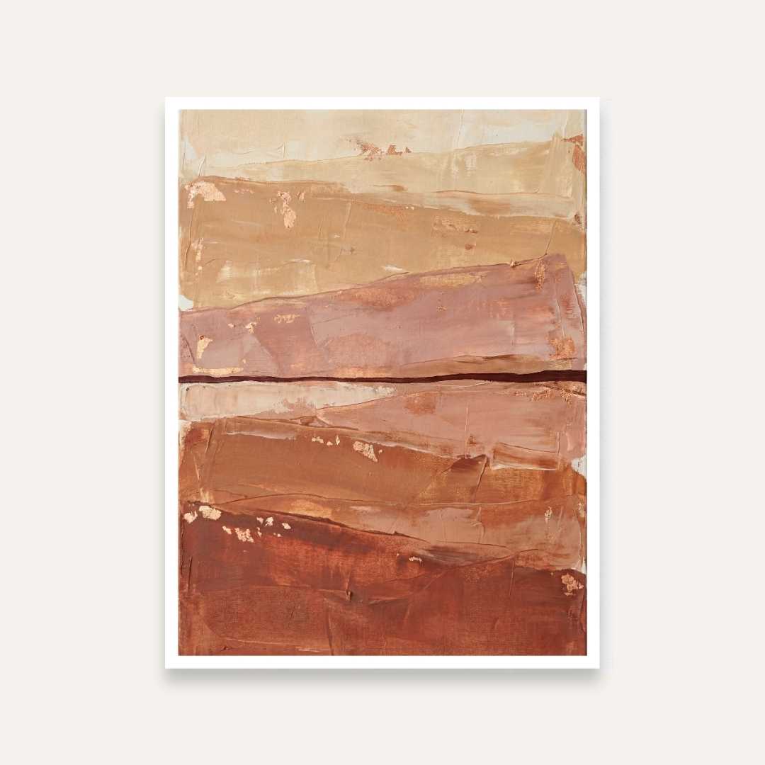 Scandinavian Minimalist Layered Terracotta & Earth Tone Abstract Painting | Vertical Modern Boho White Framed Wall Art 3 : 4 Vertical Premium Wall Art Canvas by MeriDeewar