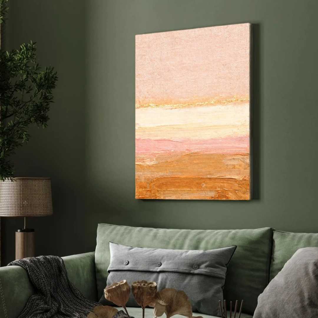 Scandinavian Minimalist Layered Terracotta & Pastel Pink Abstract Painting | Vertical Modern Boho White Framed Wall Art 3 : 4 Vertical Premium Wall Art Canvas by MeriDeewar