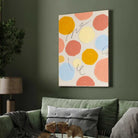 Scandinavian Minimalist Pastel Polka Dot & Cursive Line Abstract Painting | Vertical Modern Boho White Framed Wall Art 3 : 4 Vertical Premium Wall Art Canvas by MeriDeewar
