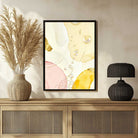 Scandinavian Minimalist Pastel Watercolor Bubbles & Gold Leaf Painting | Vertical Modern Boho White Framed Wall Art 3 : 4 Vertical Premium Wall Art Canvas by MeriDeewar