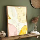 Scandinavian Minimalist Pastel Watercolor Bubbles & Gold Leaf Painting | Vertical Modern Boho White Framed Wall Art 3 : 4 Vertical Premium Wall Art Canvas by MeriDeewar