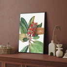 Scarlet Seeds – Botanical Leaf & Pod Canvas Wall Art 2 : 3 Vertical Premium Wall Art Canvas by MeriDeewar