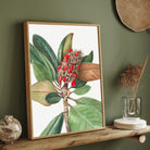 Scarlet Seeds – Botanical Leaf & Pod Canvas Wall Art 2 : 3 Vertical Premium Wall Art Canvas by MeriDeewar