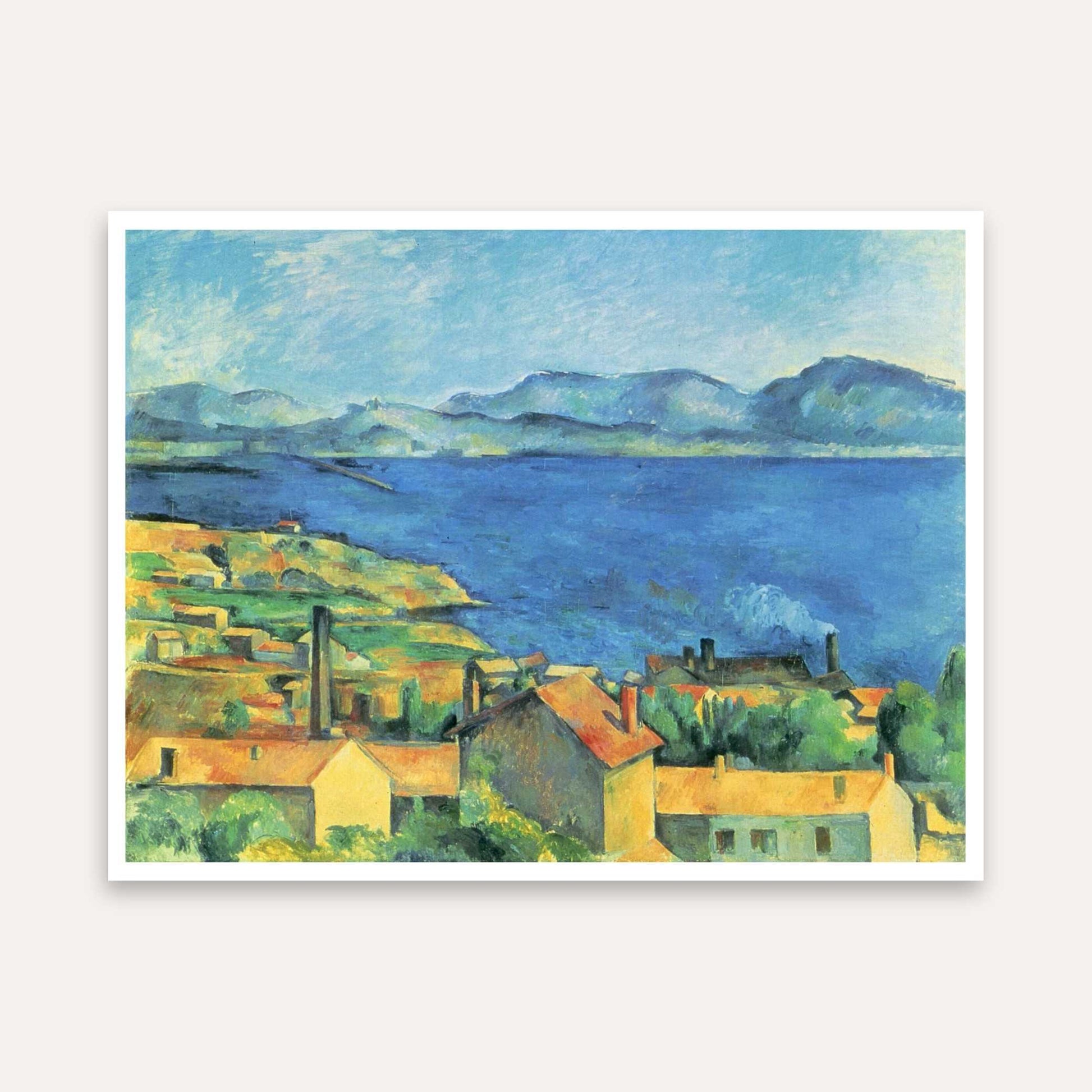 Scenery Painting for Living Room – Bay of Marseille Coastal Landscape | Giclée Art Print 5 : 4 Horizontal Premium Wall Art Canvas by MeriDeewar