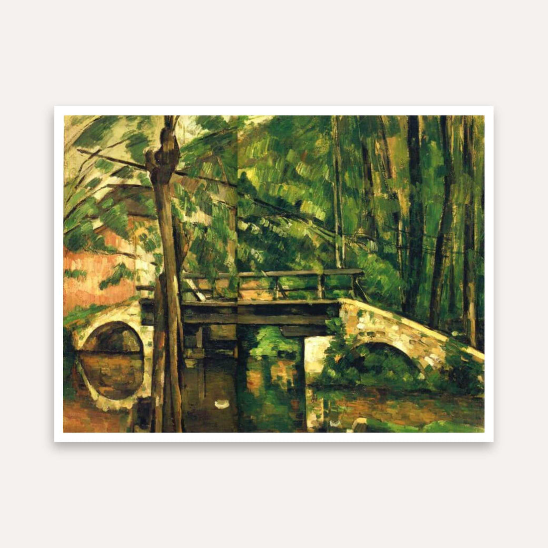 Scenery Painting for Living Room – Bridge in Forest | Paul Cézanne Giclée Print 4 : 3 Horizontal Premium Wall Art Canvas by MeriDeewar