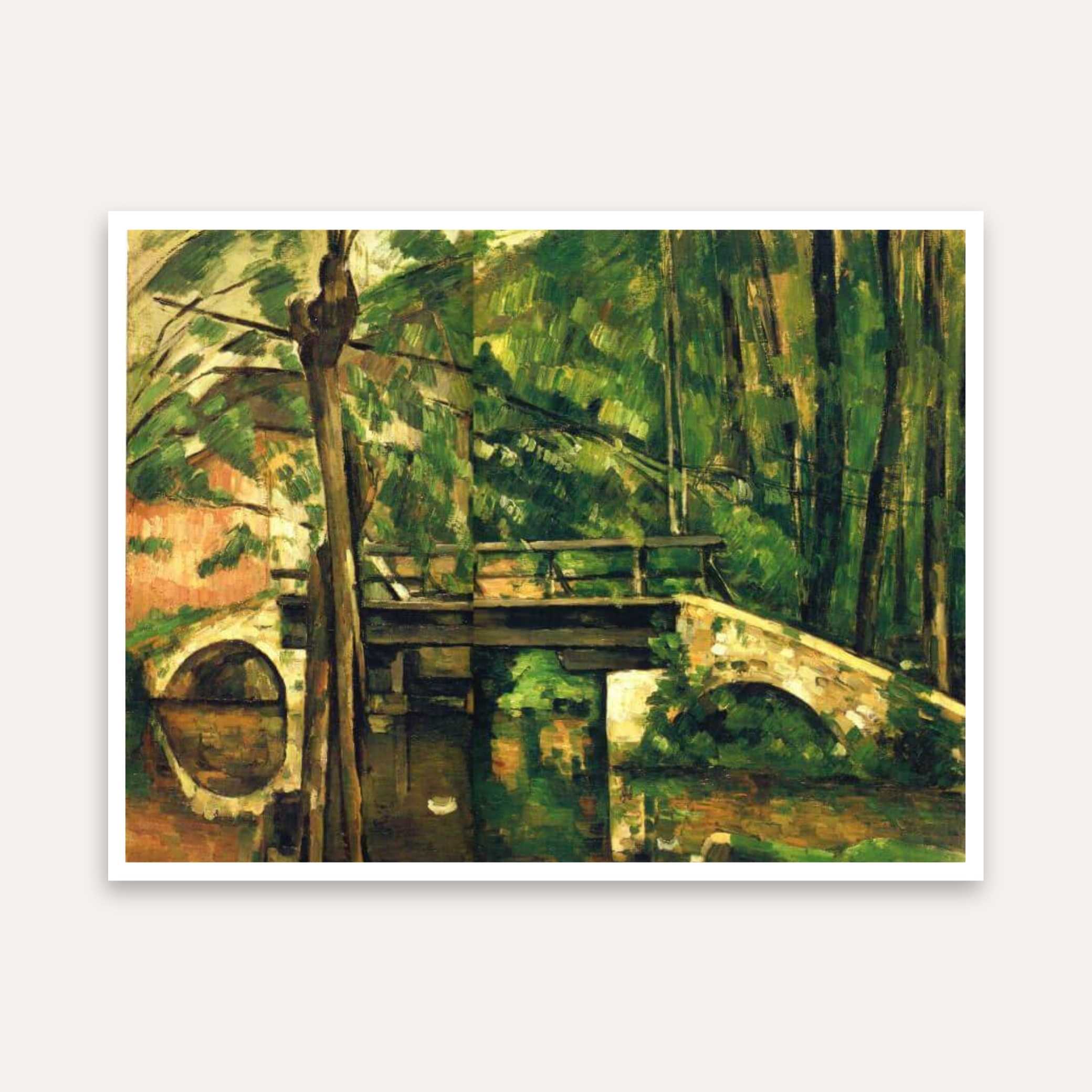 Scenery Painting for Living Room – Bridge in Forest | Paul Cézanne Giclée Print 4 : 3 Horizontal Premium Wall Art Canvas by MeriDeewar