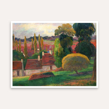 Scenery Painting for Living Room – Countryside Farm by Paul Gauguin | Giclée Art Print 4 : 3 Horizontal Premium Wall Art Canvas by MeriDeewar