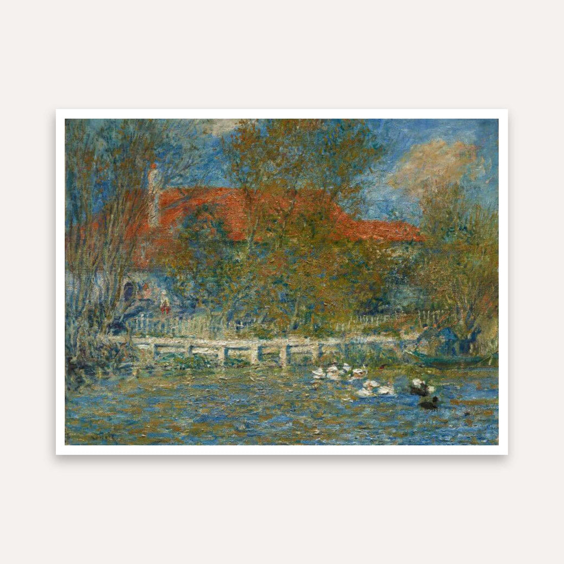Scenery Painting for Living Room – Duck Pond Nature Wall Art | Giclée Fine Art Print 5 : 4 Horizontal Premium Wall Art Canvas by MeriDeewar