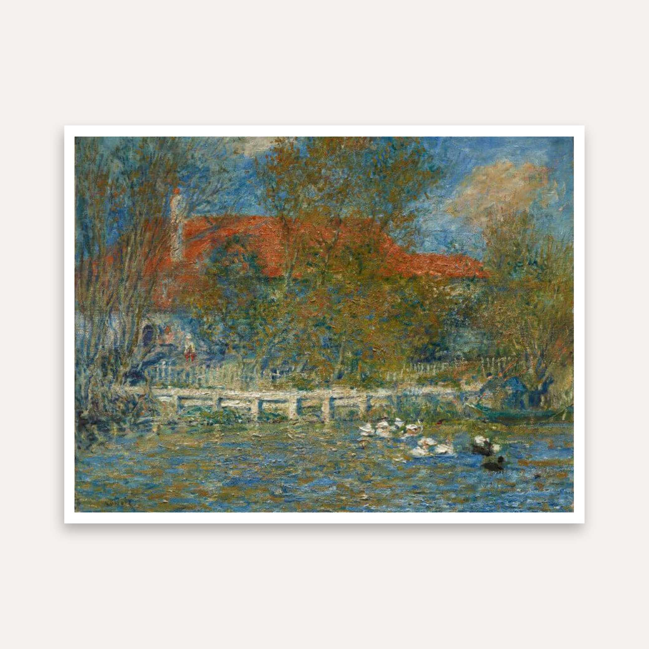 Scenery Painting for Living Room – Duck Pond Nature Wall Art | Giclée Fine Art Print 5 : 4 Horizontal Premium Wall Art Canvas by MeriDeewar