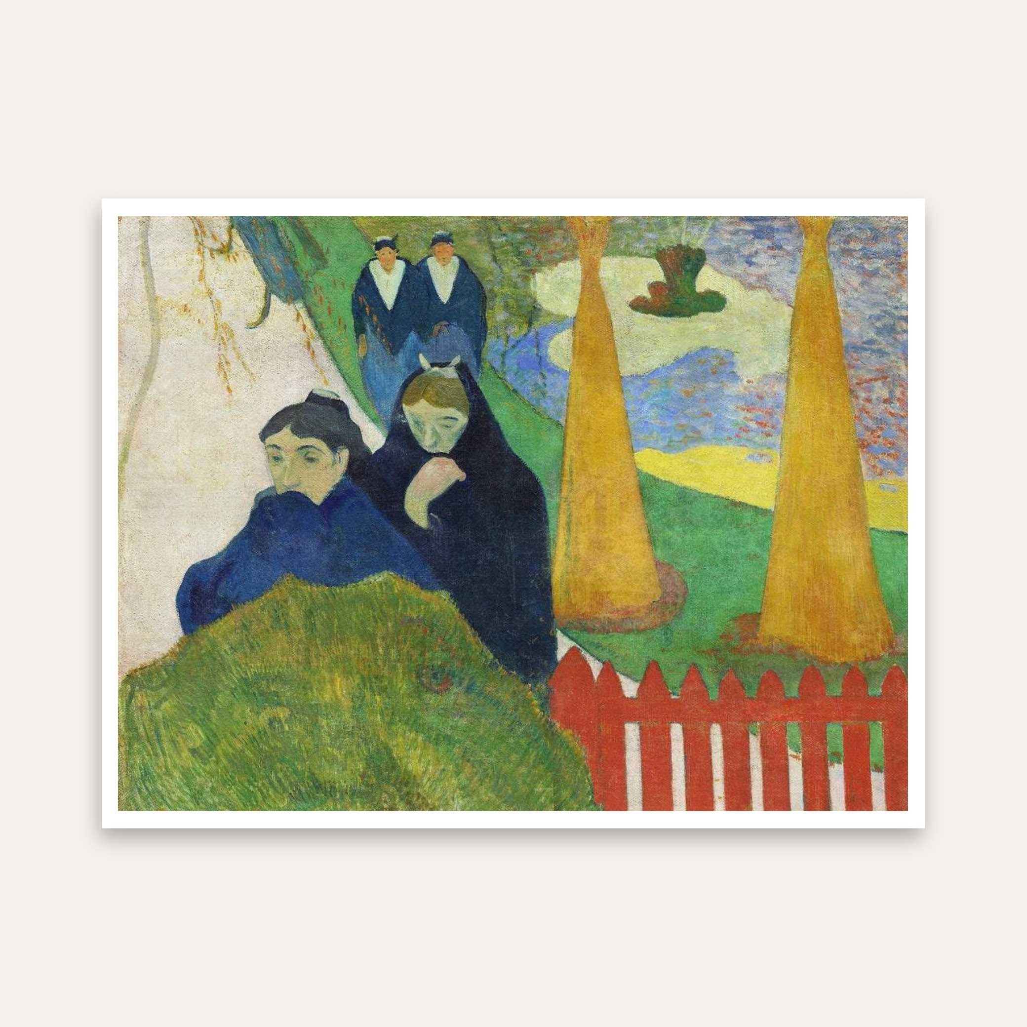 Scenery Painting for Living Room – Gauguin Women in Garden | Giclée Fine Art Print 4 : 3 Horizontal Premium Wall Art Canvas by MeriDeewar