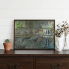 Scenery Painting for Living Room – Monet Boats & River | Impressionist Wall Art | MeriDeewar 4 : 3 Horizontal Premium Wall Art Canvas by MeriDeewar