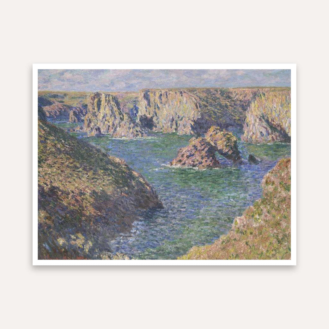Scenery Painting for Living Room – Monet Coastal Cliffs Wall Art | Giclée Fine Art Print 4 : 3 Horizontal Premium Wall Art Canvas by MeriDeewar