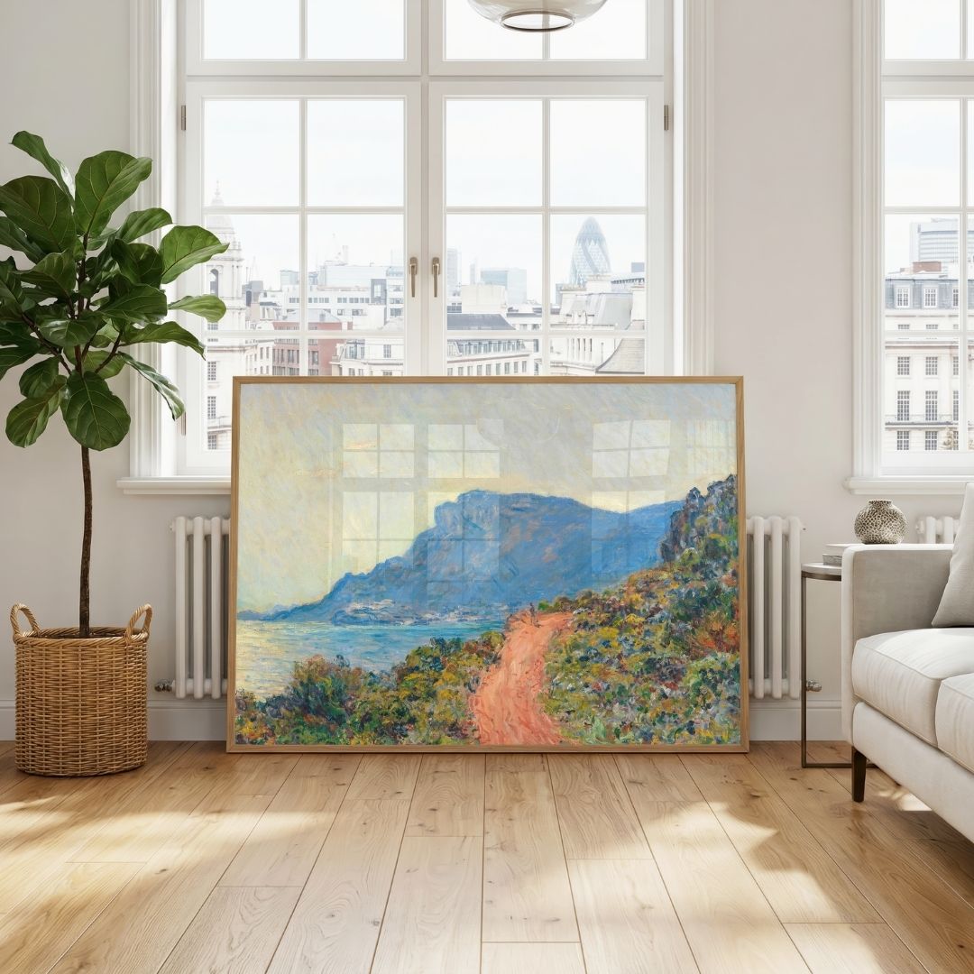 Scenery Painting for Living Room – Monet Mediterranean Coastal Landscape | Giclée Art Print 4 : 3 Horizontal Premium Wall Art Canvas by MeriDeewar