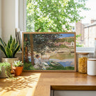 Scenery Painting for Living Room – Monet Riverside Landscape | Calming Nature Wall Art 4 : 3 Horizontal Premium Wall Art Canvas by MeriDeewar