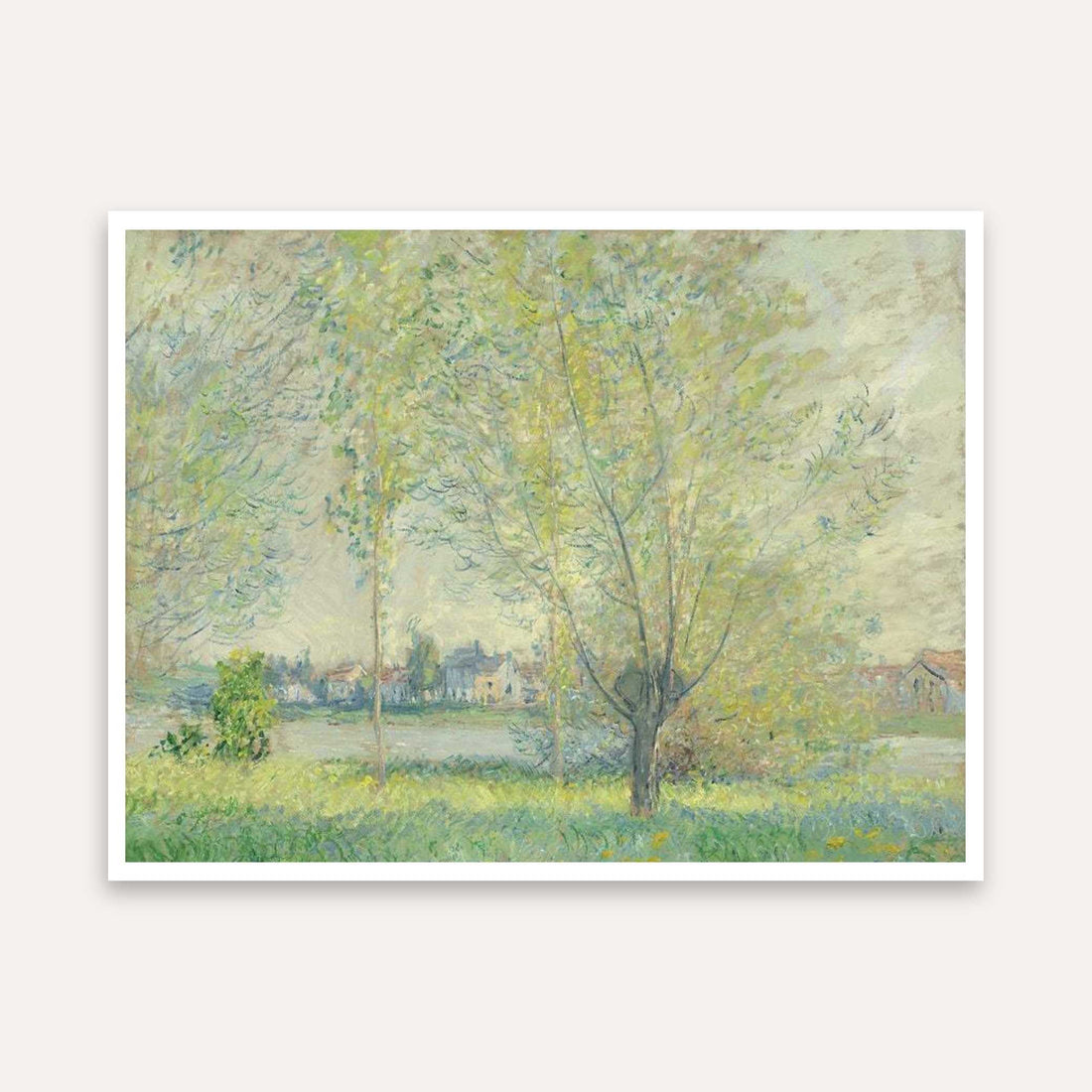 Scenery Painting for Living Room – Monet Willows Nature Wall Art | Giclée Print 4 : 3 Horizontal Premium Wall Art Canvas by MeriDeewar
