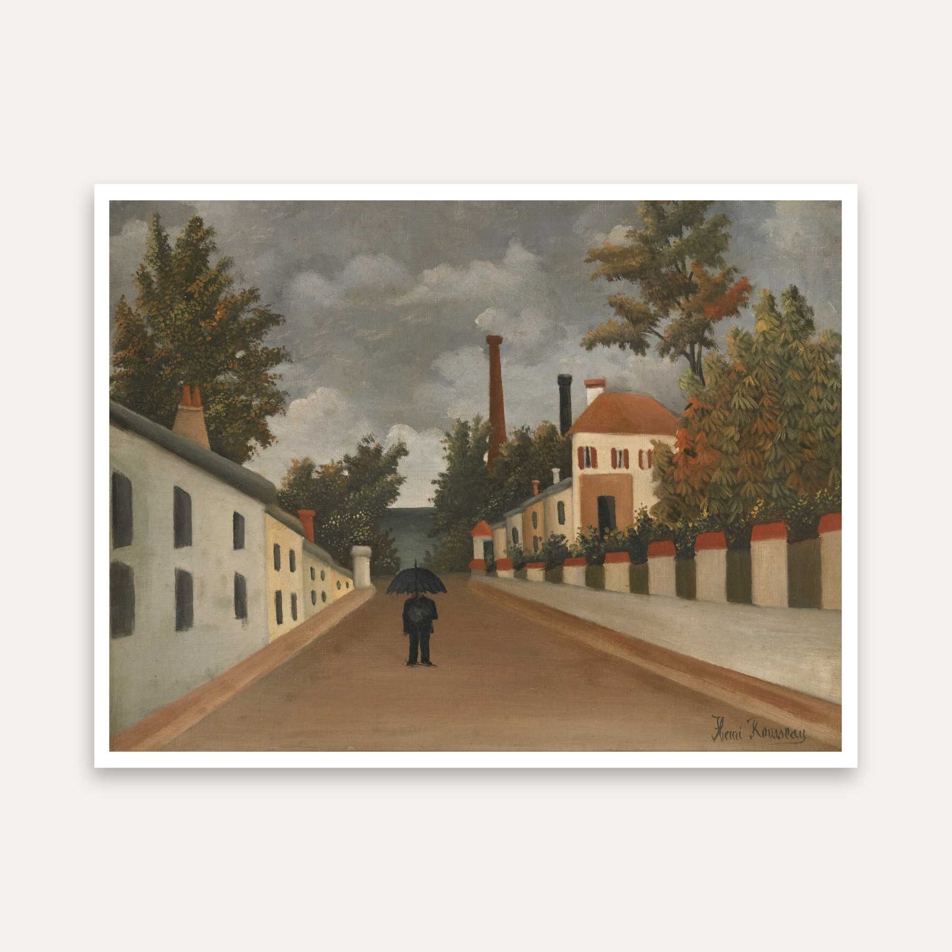 Scenery Painting for Living Room – Outskirts of Paris by Henri Rousseau | Giclée Art Print 5 : 4 Horizontal Premium Wall Art Canvas by MeriDeewar