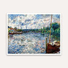 Scenery Painting for Living Room – River & Boat Impressionist Wall Art | Renoir Print 5 : 4 Horizontal Premium Wall Art Canvas by MeriDeewar