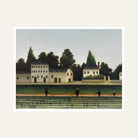 Scenery Painting for Living Room – Riverside Village with Fishermen | Henri Rousseau Art Print 6 : 5 Horizontal Premium Wall Art Canvas by MeriDeewar