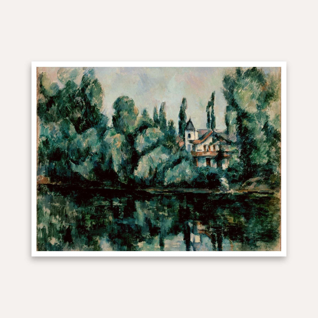 Scenery Painting for Living Room – The Banks of the Marne by Paul Cézanne | Giclée Print 4 : 3 Horizontal Premium Wall Art Canvas by MeriDeewar