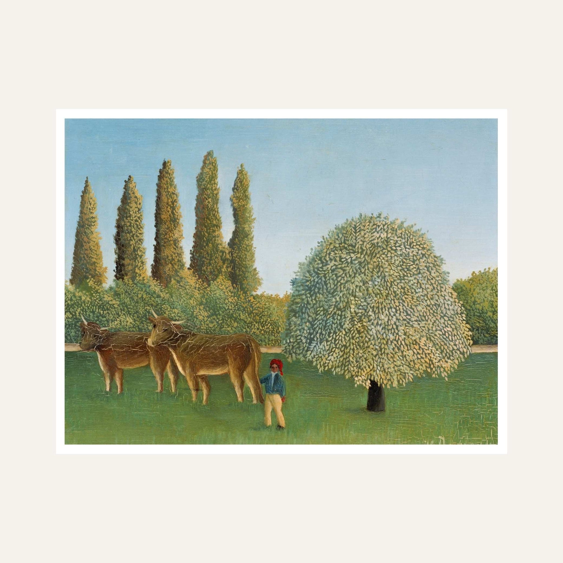 Scenery Painting for Living Room – The Pasture by Henri Rousseau | Giclée Art Print 6 : 5 Horizontal Premium Wall Art Canvas by MeriDeewar